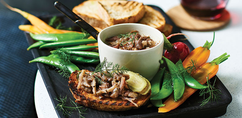 PORK RILLETTES WITH YOUNG VEGETABLES AND PARSLEY